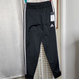 Adidas Kids Black Joggers with White Stripes Size Medium 10-12 NWT!
